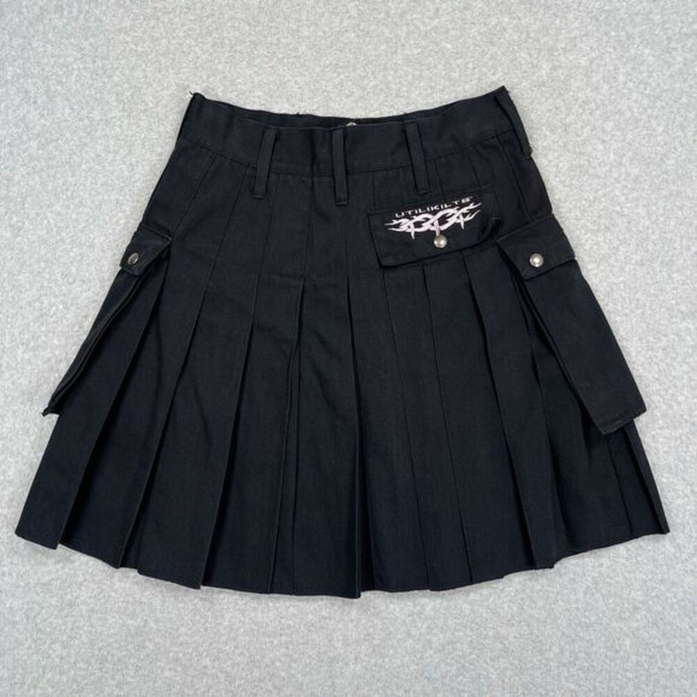 Utilikilts Tactical‎ Kilt Mens 30 x 21 Black Solid Pleated Made in USA Pockets